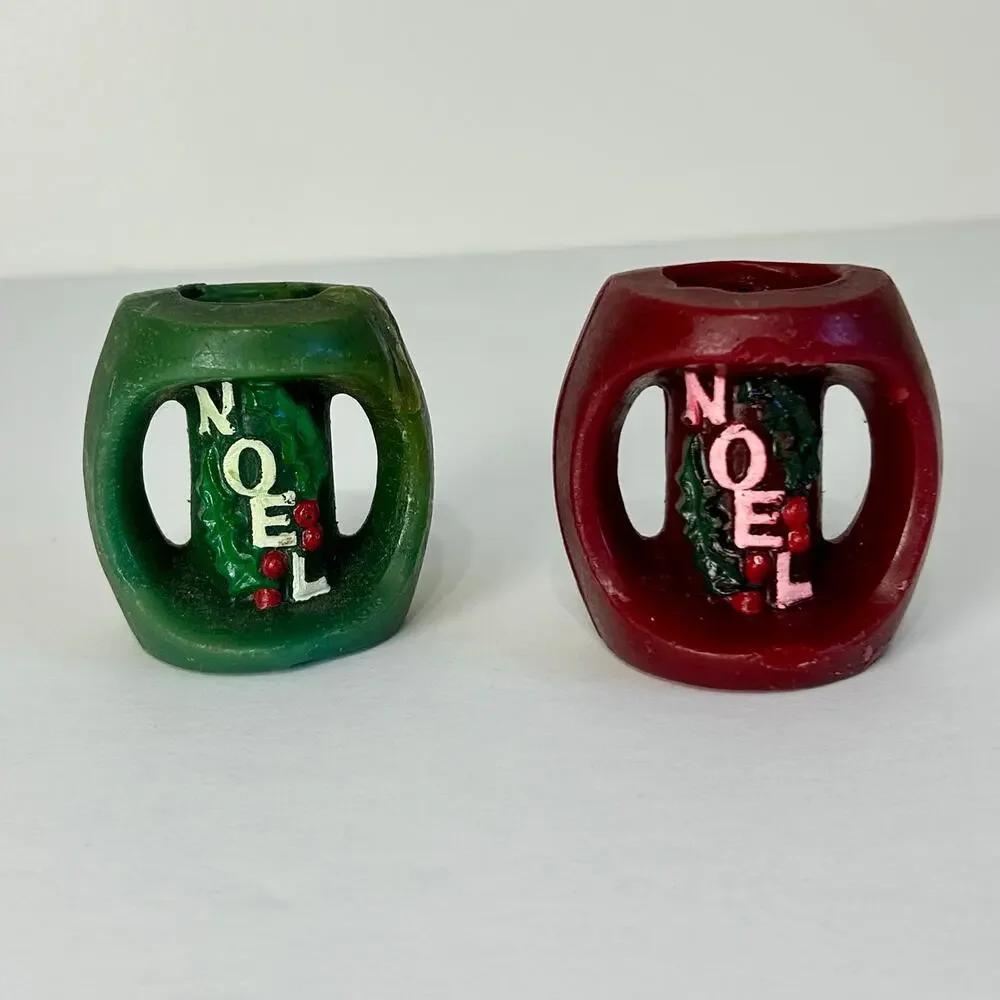 Vintage Christmas Candle Lot 2 Candles 3 Holders Japan Germany Holiday Decor